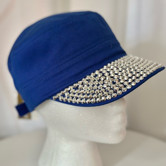 Something Special 100% Cotton Blue Hat Silver Embellishment (894) - Picture 2 of 8